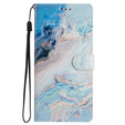 Откидной чехол для Samsung Galaxy A25 5G, Wallet Marble, синий + 9H стекло  