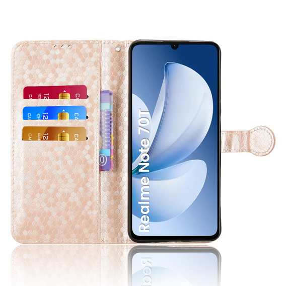 Флип-кейс для Realme Note 70T 4G, Wallet Rhombus, золотой
