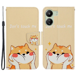 Откидной чехол для Xiaomi Redmi 13C / Poco C65, Wallet, Akita Dog, кремового цвета