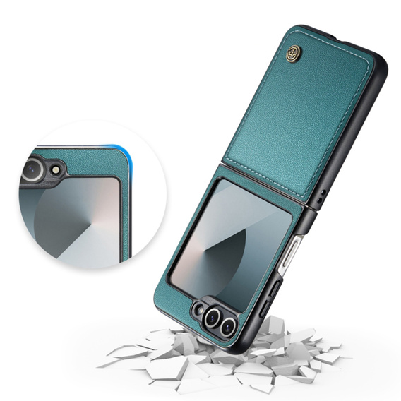Чохол для Samsung Galaxy Z Flip7 FE / Z Flip6, CASE Litchi Leather, зелений