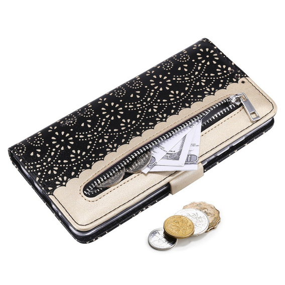 Чохол-кришка для Samsung Galaxy A51 5G, Wallet Pocket Zipper Lace, чорний