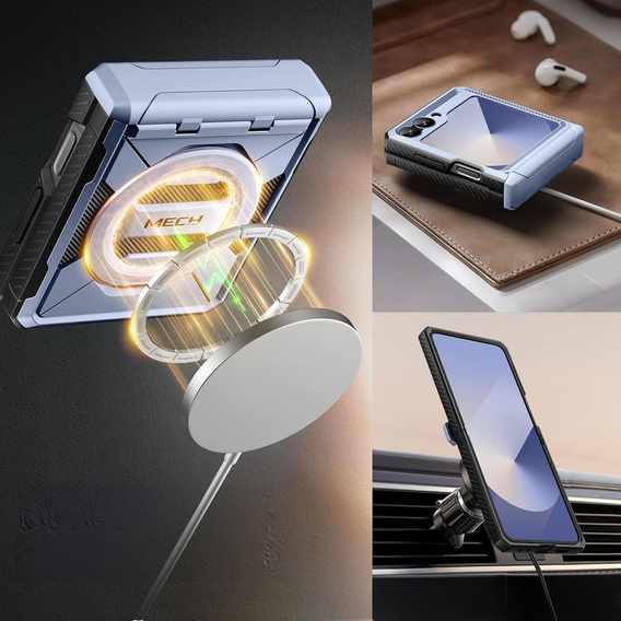 Чохол Tongate MECH з MagSafe для Samsung Galaxy Z Flip7 FE / Z Flip6, синій