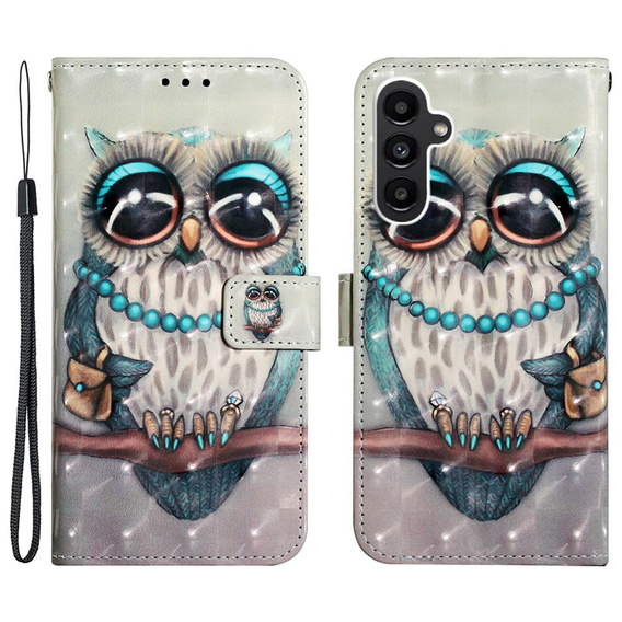 Откидной чехол для Samsung Galaxy A25 5G, Light Spots Decor, Owl + 9H стекло  