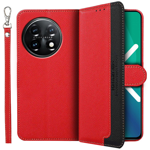 Чохол-книжка для OnePlus 11 5G, KHAZNEH RFID, Dual Color, червоний