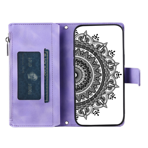 Откидной чехол для Xiaomi Redmi Note 13 Pro 4G / Xiaomi Redmi Note 14S / Xiaomi Poco M6 Pro 4G, Mandala, фиолетовый