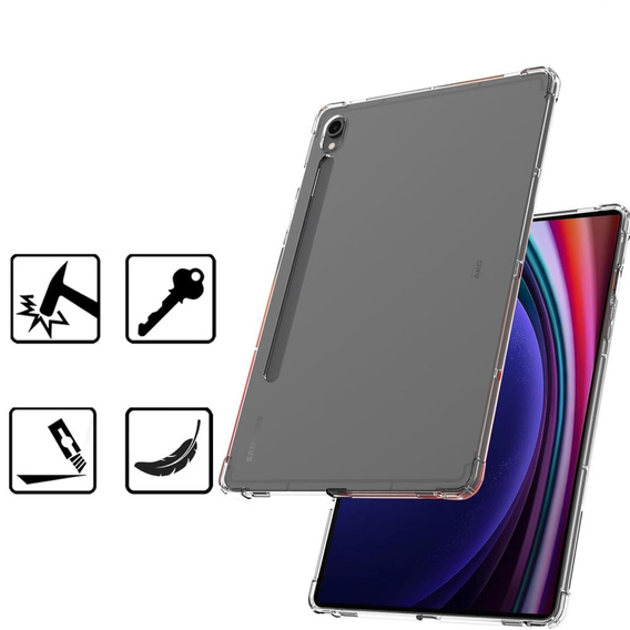 Чохол для Samsung Galaxy Tab S9 FE, з тримачем для стилуса, силіконовий, прозорий