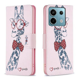 Откидной чехол для Xiaomi Redmi Note 13 Pro 5G, Wallet, Giraffe розовый