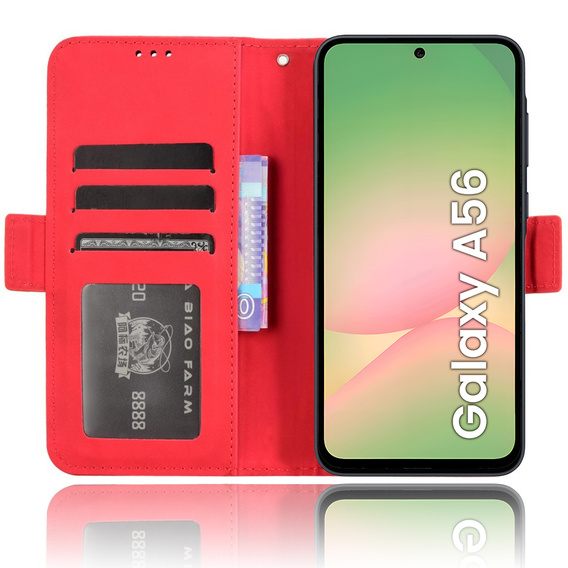 Откидной чехол для Samsung Galaxy A56, Card Slot, красный