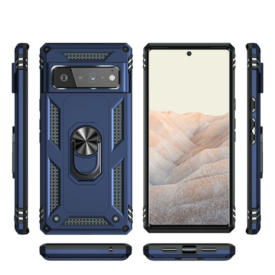 Бронированный Чехол до Google Pixel 6 Pro, Nox Case Ring, темно-синий