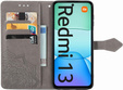 Откидной чехол для Xiaomi Redmi 13, Mandala, серый