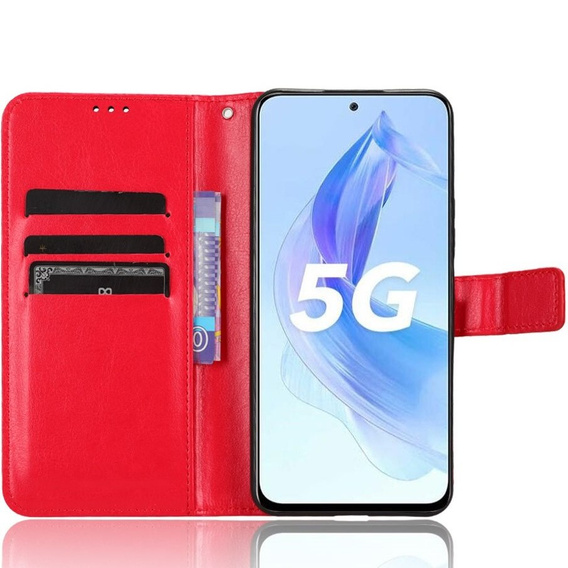 Откидной чехол для Honor 90 Lite 5G, Crazy Horse Wallet, красный