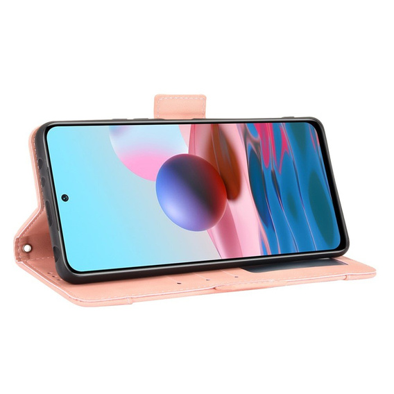 Футляр з клапаном для Xiaomi Redmi Note 10 Pro, Card Slot, рожевий