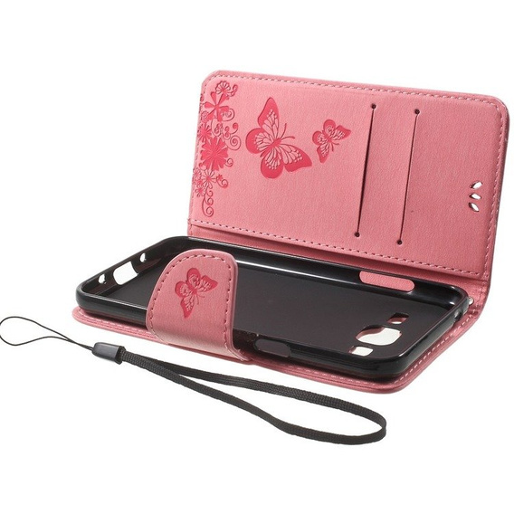 Откидной чехол для Samsung Galaxy J3 2016, Butterfly, розовый