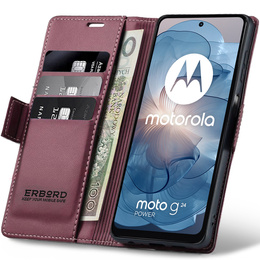Чохол для Motorola Moto G24 Power, ERBORD Glossy Litchi, гаманець з клапаном, червоний