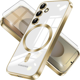 Чохол для Samsung Galaxy S25, Electro MagSafe, золотий + Скло на екран