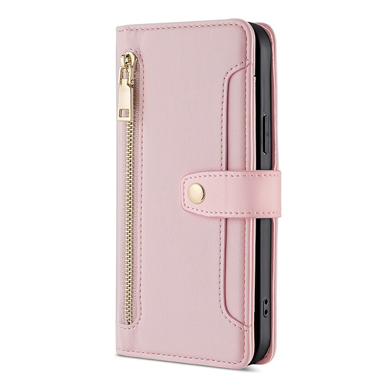 Откидной чехол для Oppo Reno8 T 4G, Wallet Zipper Pocket, розовый