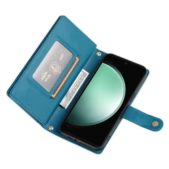 Откидной чехол для Samsung Galaxy S24 FE, Wallet Zipper Pocket, синий