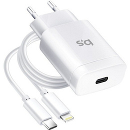 Зарядное устройство Blue Star 18W PD/QC4.0 + Кабель Type-C - Lightning, White