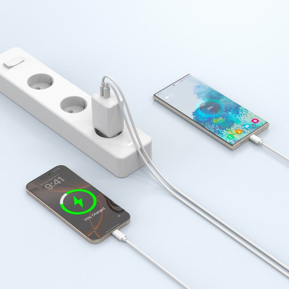 Мережевий зарядний пристрій XO CE12, USB-C, 20 Вт + USB-C - кабель блискавки, білий