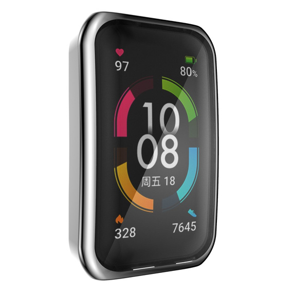 Чохол 2в1 із захистом екрану дял годинника  Huawei Band 6/7, Silver
