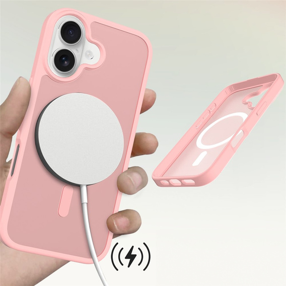 Матовый чехол для iPhone 17, для MagSafe, полупрозрачный розовый