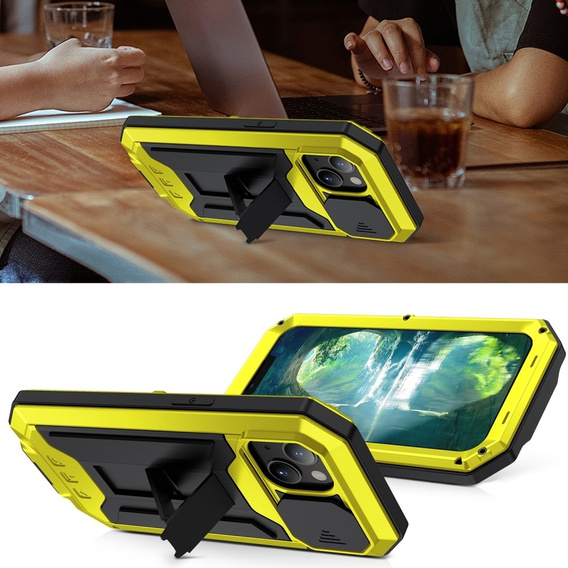 Чохол для iPhone 13 Mini, R-JUST CamShield Slide, броньований, жовтий / чорний