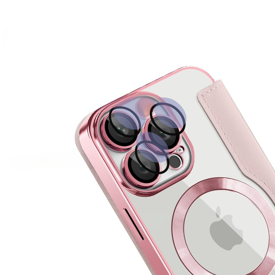 Откидной чехол для iPhone 16 Pro, RFID Wallet MagSafe CamShield, розовый