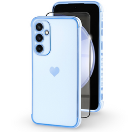 Чехол для Samsung Galaxy S23 FE, Electro heart, синий + полное клеевое керамическое стекло