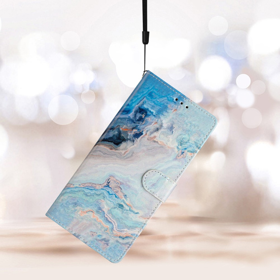 Откидной чехол для Xiaomi Redmi Note 12S, Wallet Marble, синий