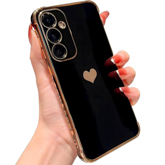 Чехол для Samsung Galaxy A15 4G / 5G, Electro heart, чёрный + полное клеевое керамическое стекло