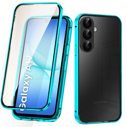 Чохол для Samsung Galaxy A17 5G, Magnetic Dual Glass, прозорий з синіми боковинами