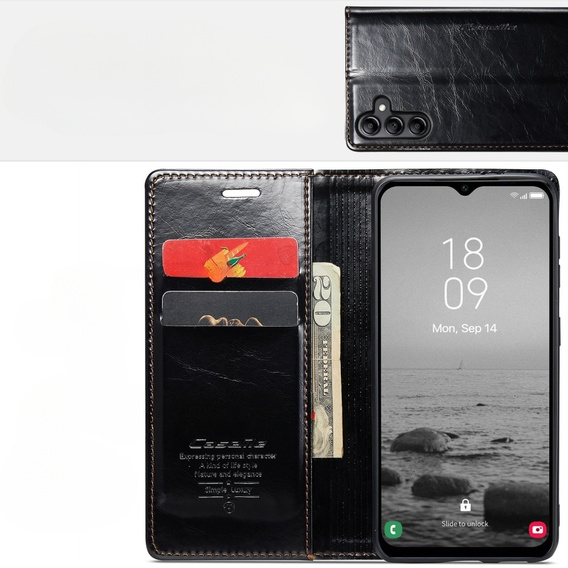 Чохол-обкладинка CASEME для Samsung Galaxy A34 5G, Waxy Textured, чорний
