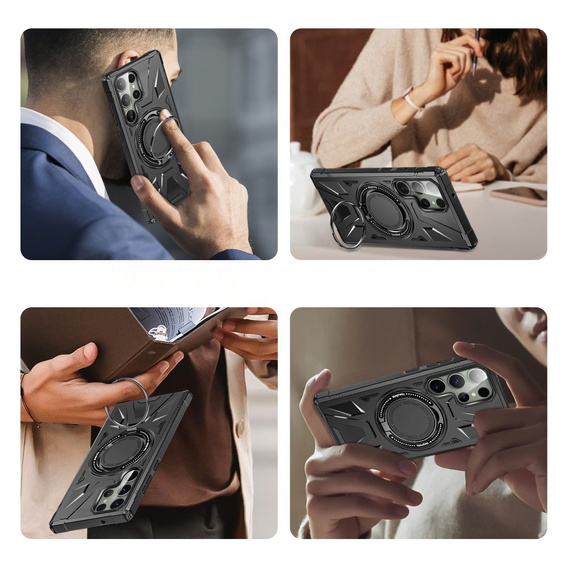 Чохол для Samsung Galaxy S24 Ultra, броньований з підставкою та ручкою, чорний