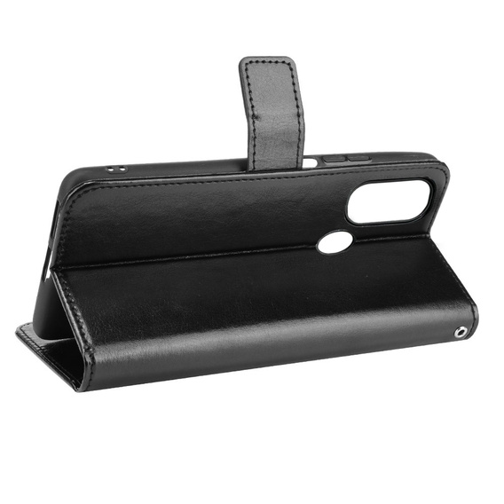 Футляр з клапаном для Motorola Moto E20/E30/E40, Crazy Horse Wallet, чорний