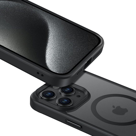 Чехол для MagSafe для iPhone 15 Pro Max, гибридный чехол матовый, черный