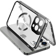 Магнітний чохол Dual Glass MagSafe для iPhone 15 Pro Max, сріблястий