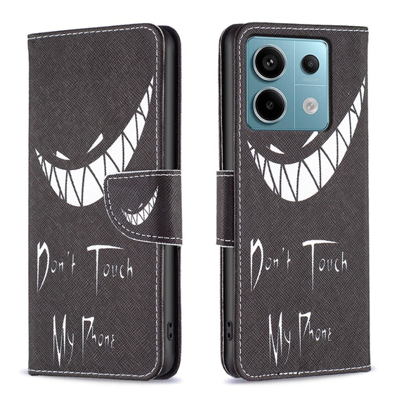 Откидной чехол для Xiaomi Redmi Note 13 Pro 5G, Wallet, Don't Touch My Phone чёрный