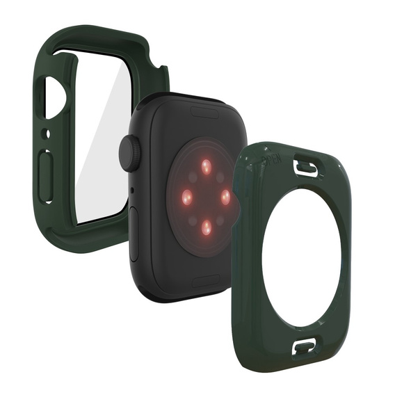 2в1 чехол и защитное стекло для часов Apple Watch 7/8/9 45mm, Green