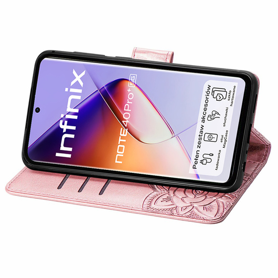 Откидной чехол для Infinix Note 40 Pro Plus, Mandala, розовый rose gold