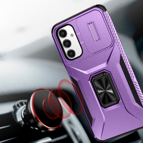 Бронированный чехол для Samsung Galaxy A15, бронированное кольцо Slide Ring, черный + 9H стекло