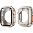2в1 чехол и защитное стекло для часов Apple Watch 7/8 45MM, Titanium Gold/Orange