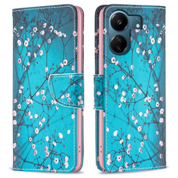 Откидной чехол для Xiaomi Redmi 13C / Poco C65, Wallet, Sakura, синий