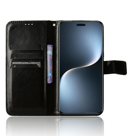Футляр з клапаном для Honor Magic 7 Pro, Crazy Horse Wallet, чорний