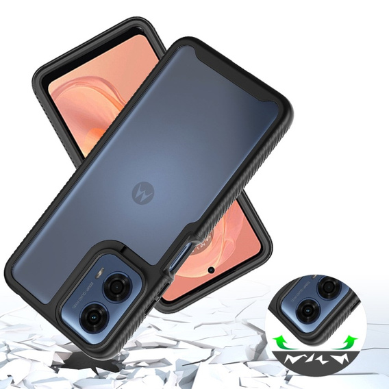 Чехол для Motorola Moto E14 / G24 / G04, Shockproof, с пленкой, чёрный