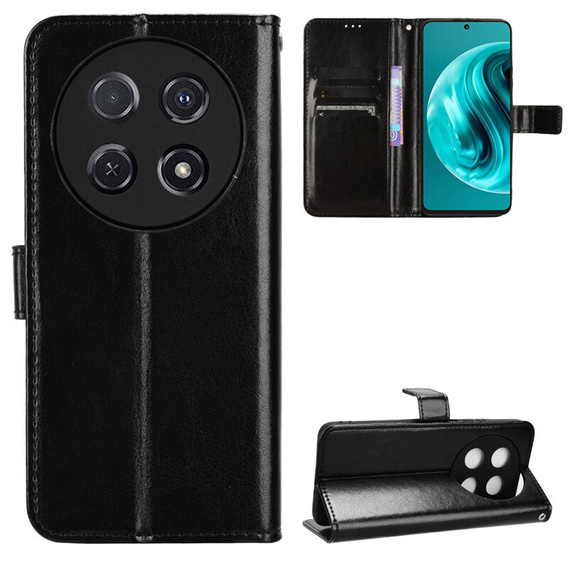 Футляр з клапаном для Huawei Nova 12i, Crazy Horse Wallet, чорний