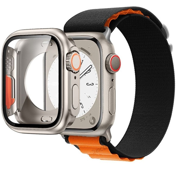 Нейлоновый ремешок до Apple Watch 1/2/3/4/5/6/7/8/SE/ULTRA 42/44/45/49 MM, Black / Orange