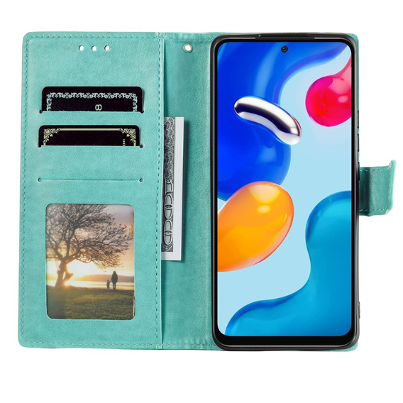 Чехол Wallet до Xiaomi Redmi Note 11/11S, Mandala, Green