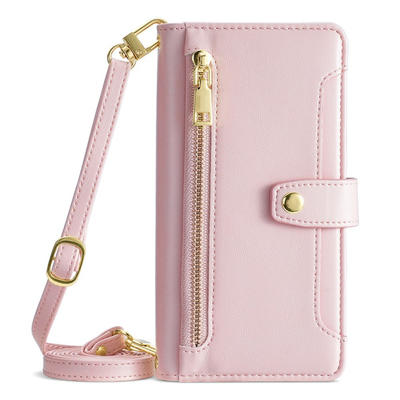 Откидной чехол для iPhone 14, Wallet Zipper Pocket, розовый