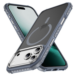 Матовый чехол для iPhone 17 Pro Max, бронированный, для MagSafe, дымчатый с серыми боками