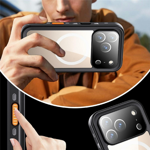 Чохол для iPhone 17 Pro, водонепроникний IP68, SHELLBOX MagSafe, чорний
